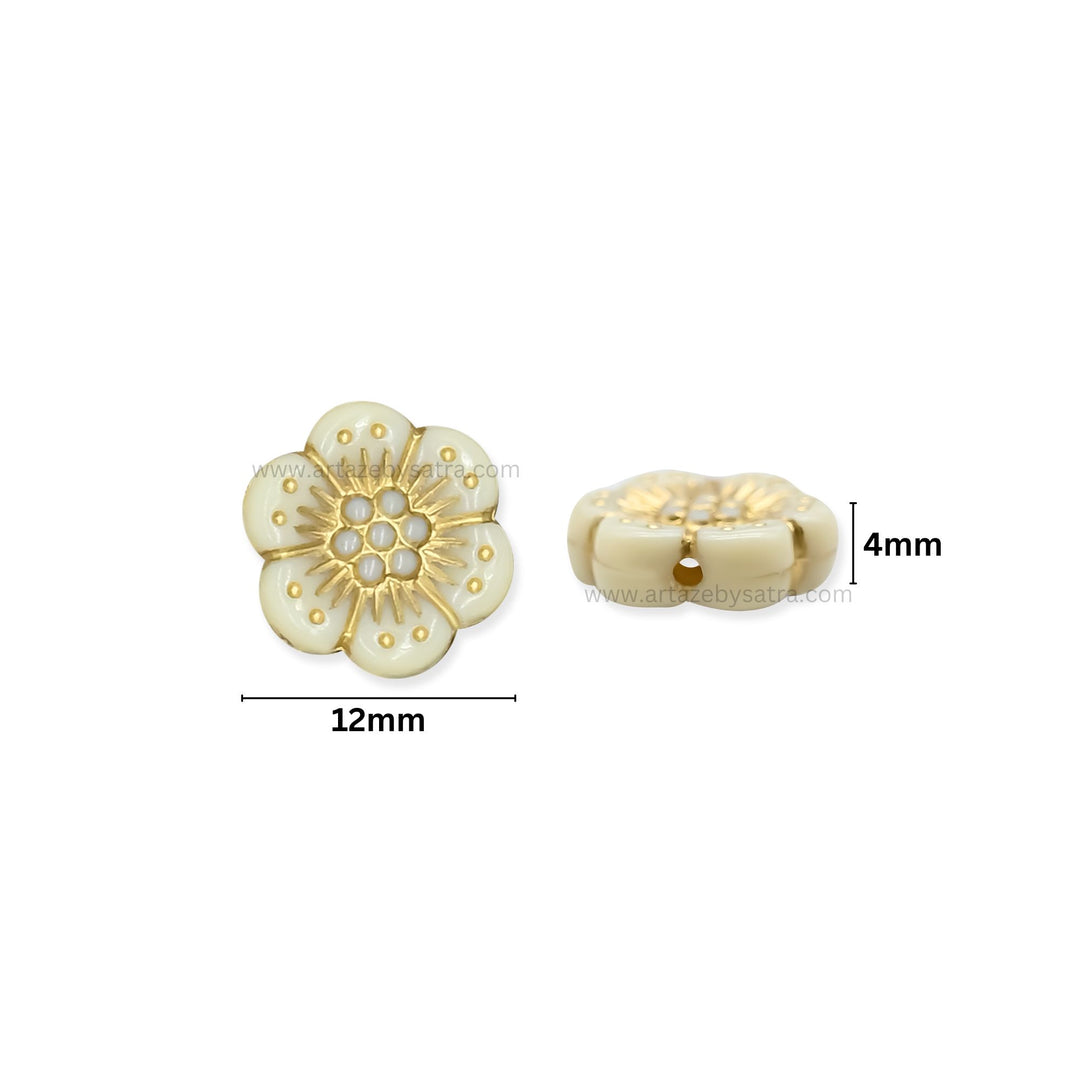 Flat Flower Charm Beads | Size : 12mm