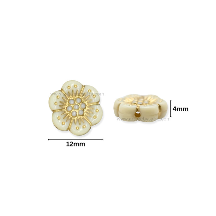 Flat Flower Charm Beads | Size : 12mm