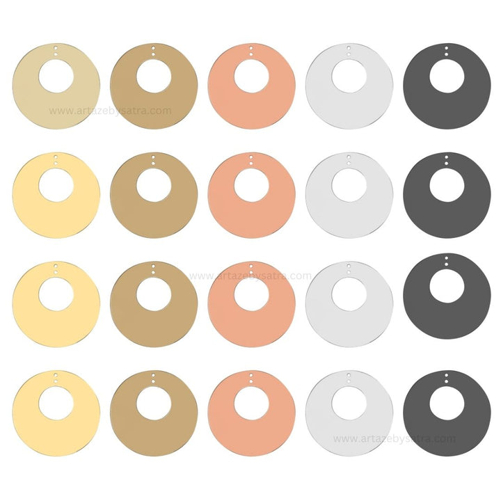 2 Loop Round Matt Finish Metal Art | Size : 40mm | Qty : 100g | MA382