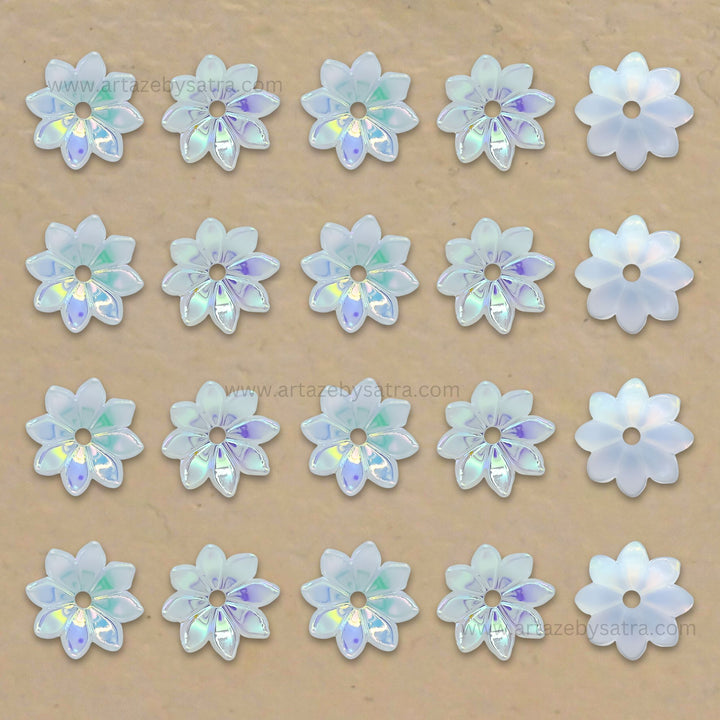 Flower AB Plastic Pearl (1 Hole) | Size : 10mm | Qty : 50pcs