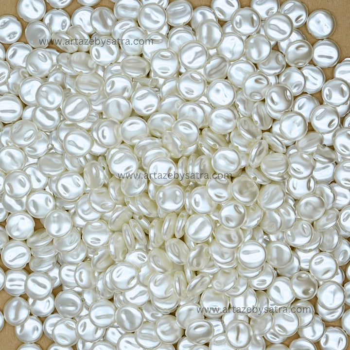 Flat Back Round Pearl Beads