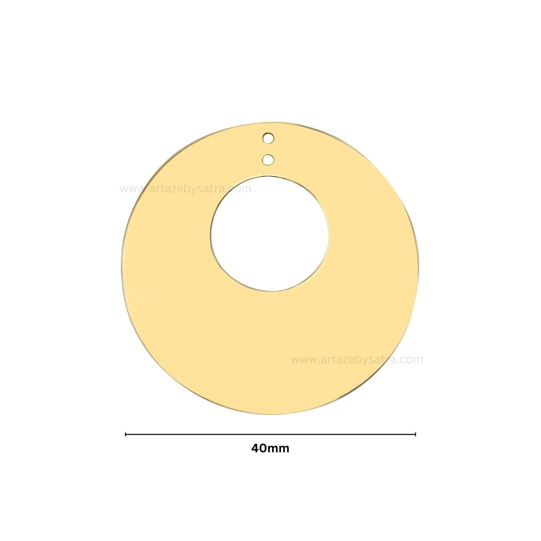 2 Loop Round Matt Finish Metal Art | Size : 40mm | Qty : 100g | MA382