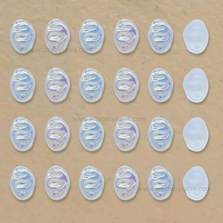 Oval AB Plastic Pearl (No Hole) | Size : 11mm | Qty : 50pcs