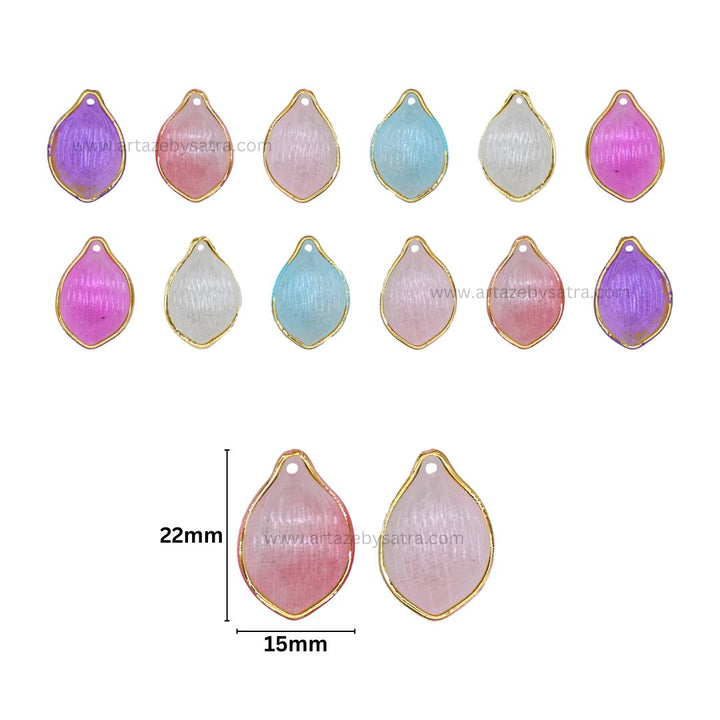 Colourful Acrylic Golden Colour Outlines Shell Beads | Size : 22mm