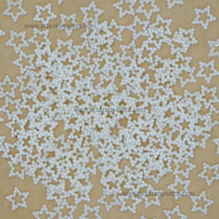 Hollow Star Shape White Pearl Beads | Size : 12mm