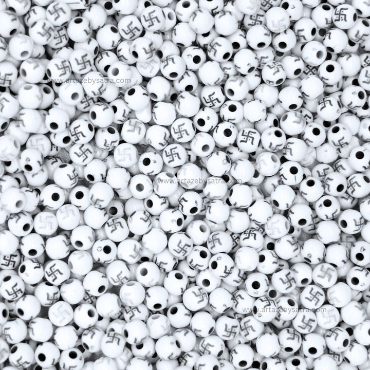 Swastik Plastic Beads | Size : 6mm | PB06