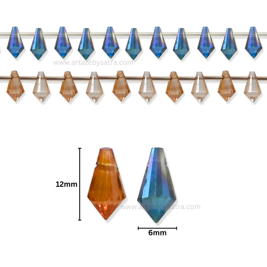 Crystal Charm Drop Beads | Size : 12mm | Qty : 1 line-approx 50pcs | GB12