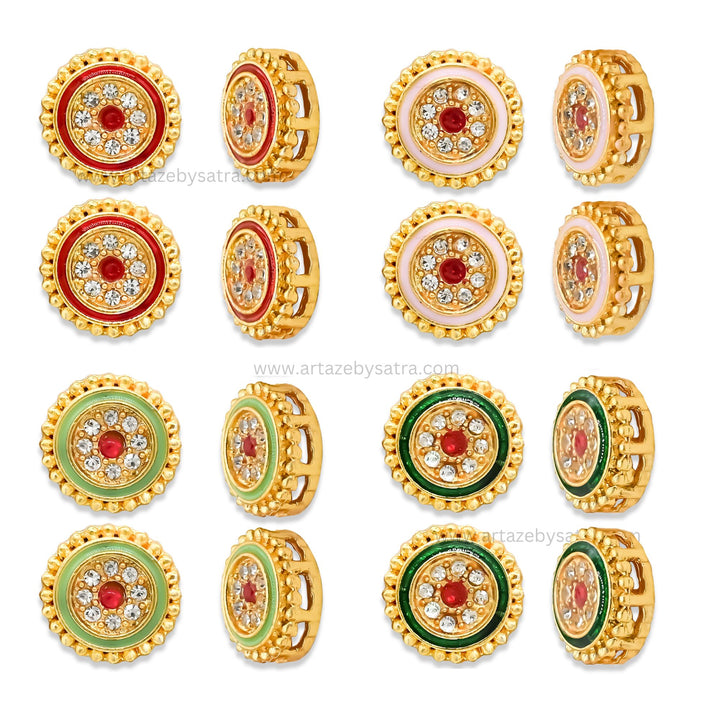 Round Meenakari Kundan Beads | Size : 12mm | Qty : 12pcs | MK26
