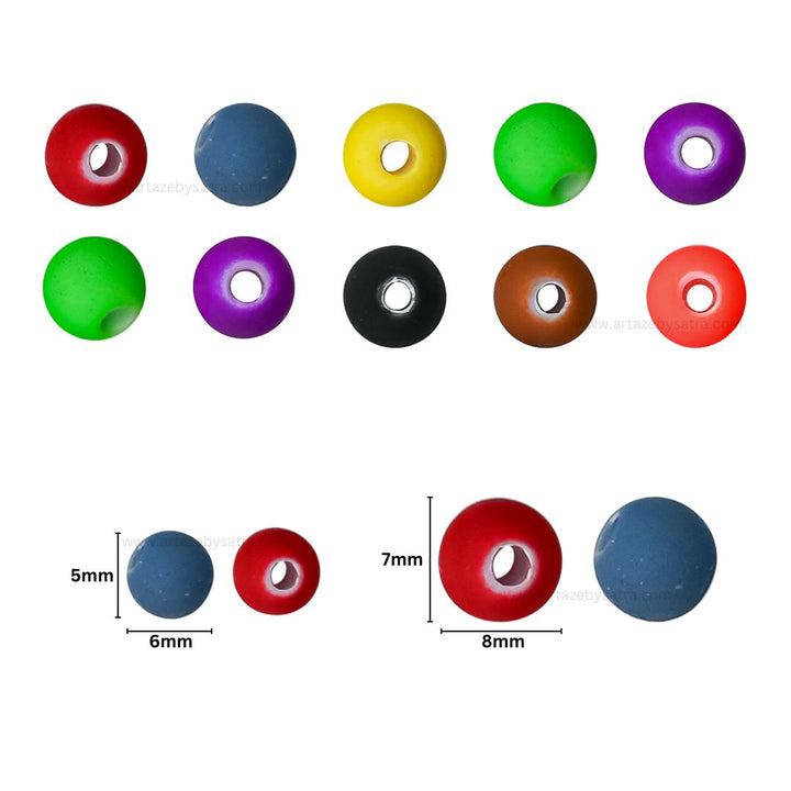 Assorted Matt Round Shape Plastic Beads | Size : 6mm, 8mm | PB109