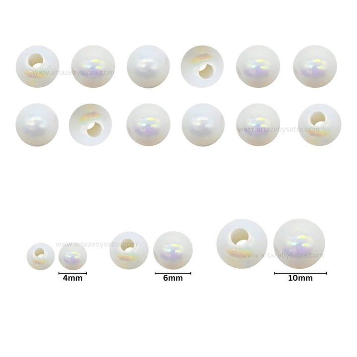 Rainbow Pearl Plastic Beads | Size : 4mm, 6mm, 10mm | PB152