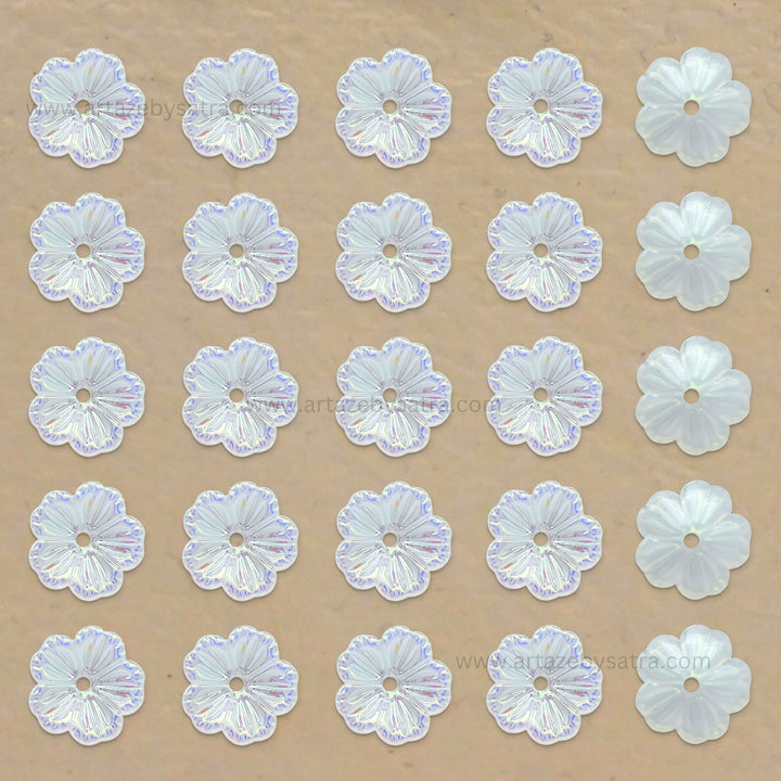 Flower AB Plastic Pearl (1 Hole) | Size : 13mm | Qty : 50pcs