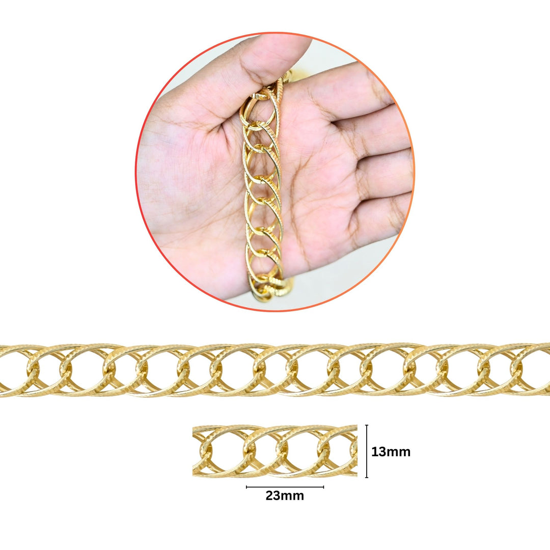 Aluminium Chain | Size : W-13mm H-23mm | Qty : 1mtr | JT-14-43-6