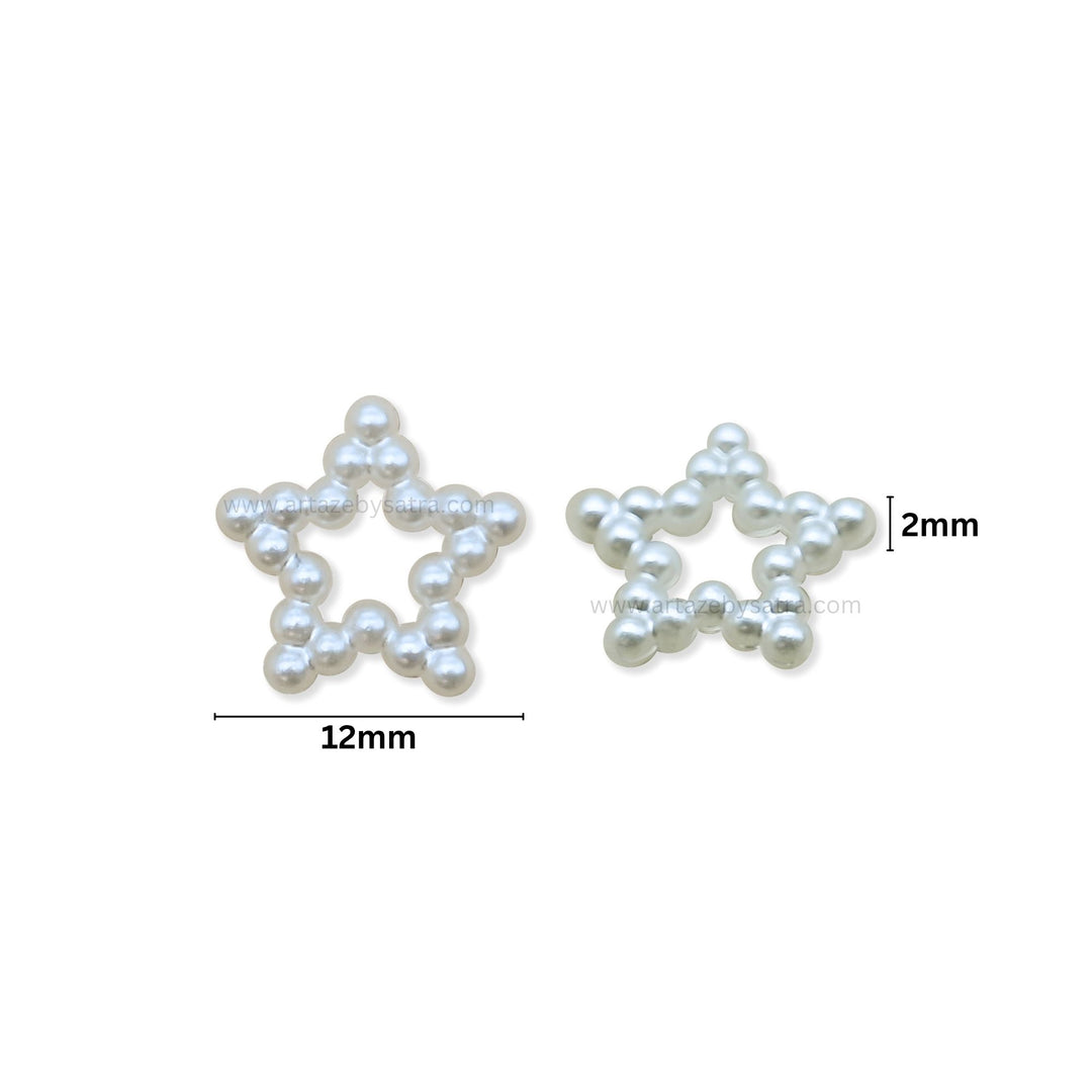 Hollow Star Shape White Pearl Beads | Size : 12mm