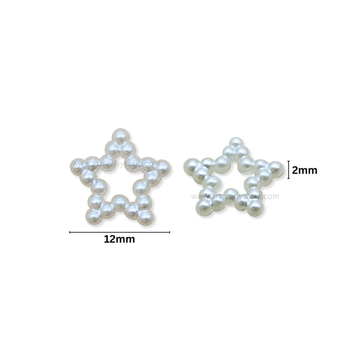 Hollow Star Shape White Pearl Beads | Size : 12mm