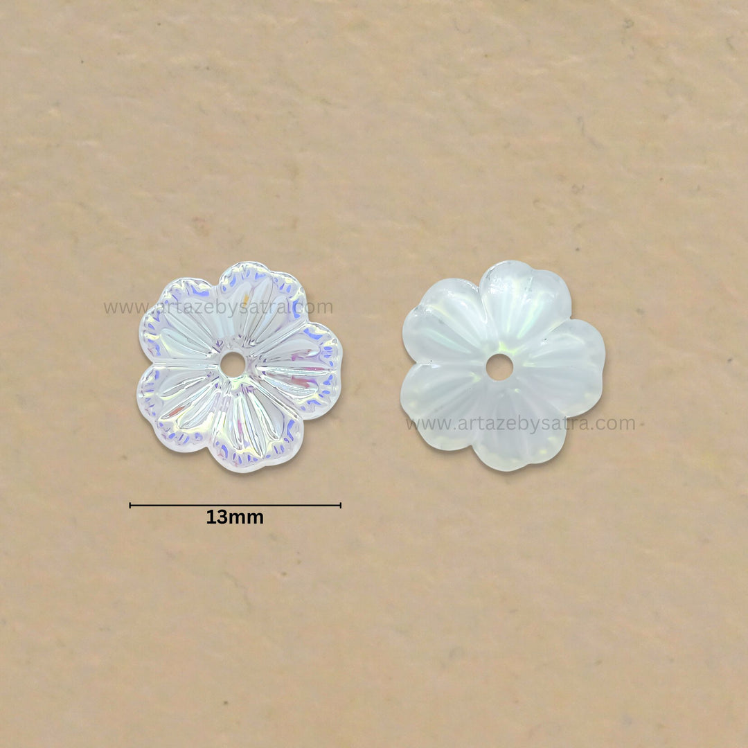 Flower AB Plastic Pearl (1 Hole) | Size : 13mm | Qty : 50pcs