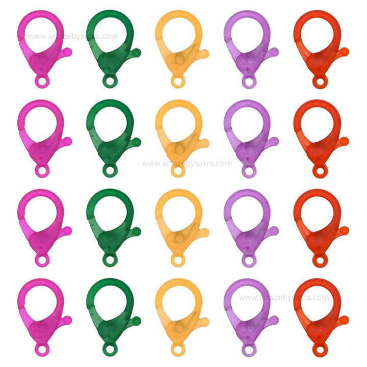 Transparent Plastic Lobster Claw Clasps | Size : 35mm | Qty : 20pcs | BF82