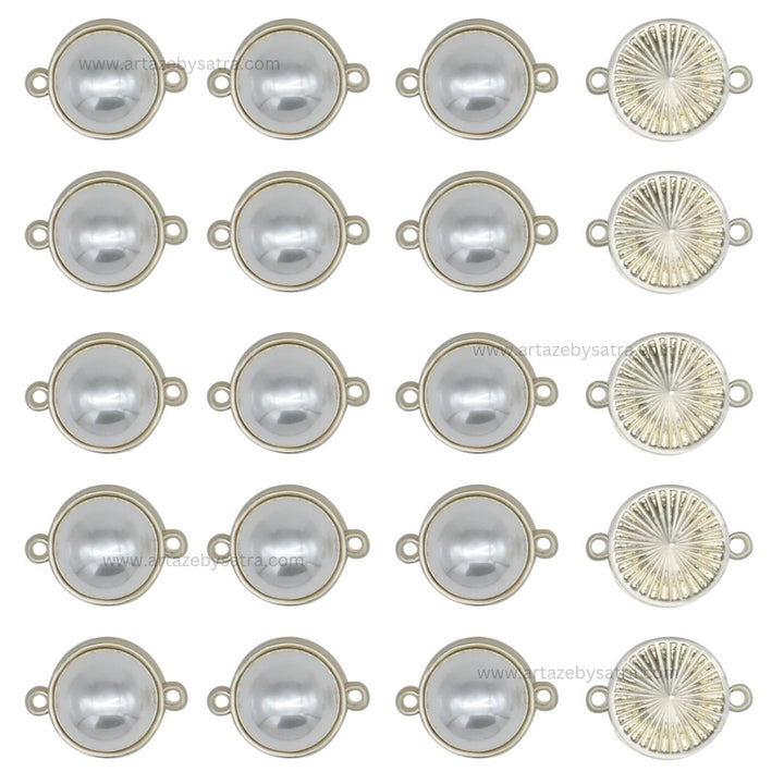 Connector Round Pearl Kundan Beads | Qty : 12pcs | MKB44