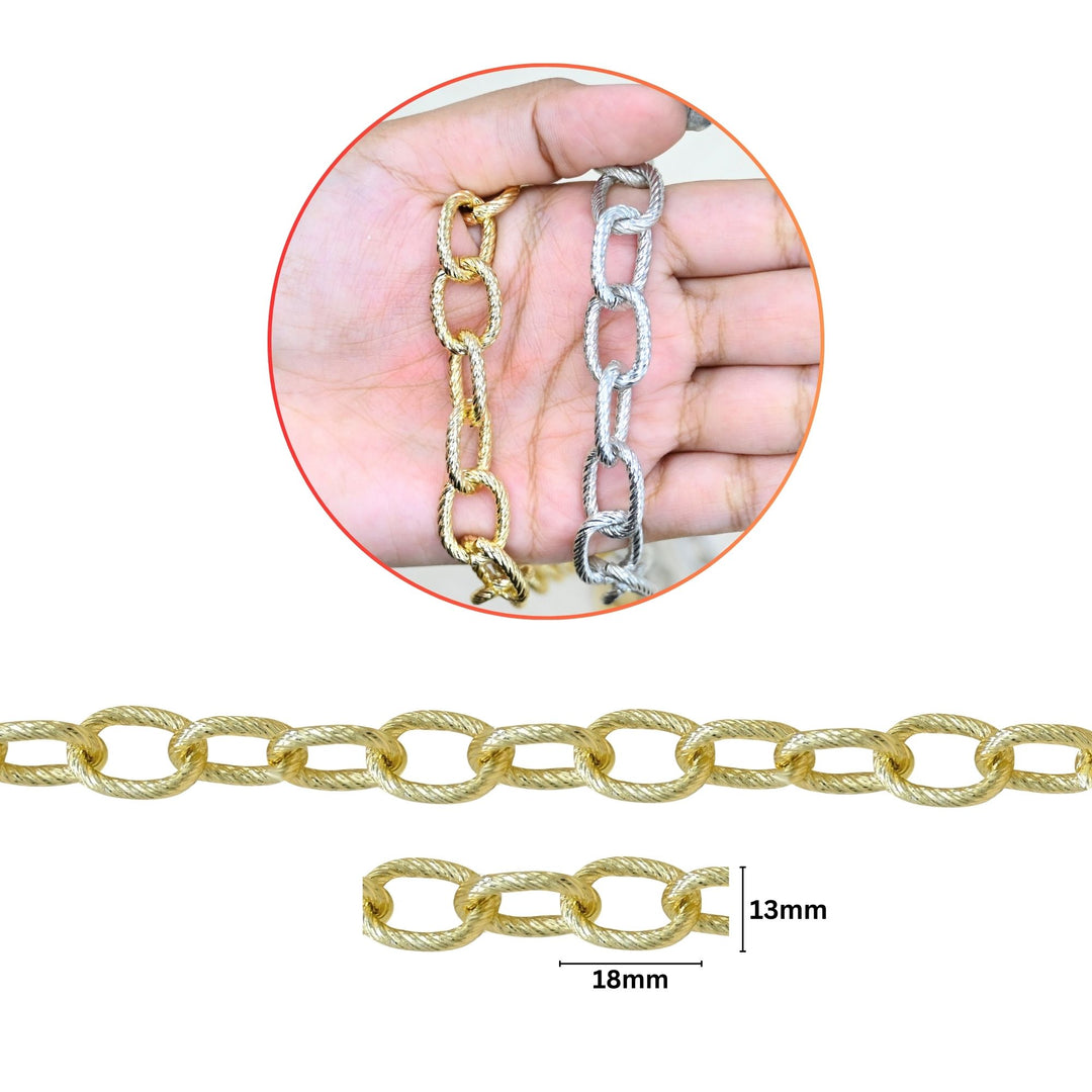 Aluminium Chain | Size : W-13mm H-18mm | Qty : 1mtr | JT-19-35-5