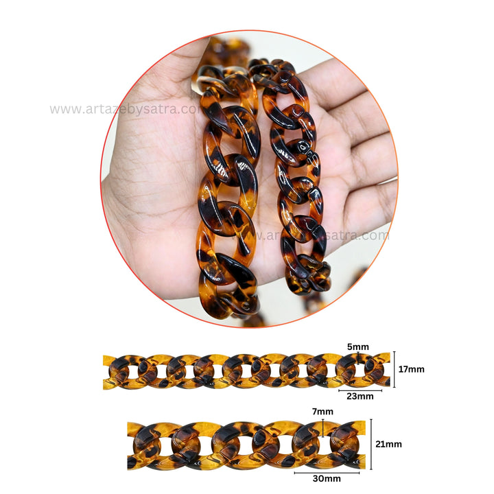 Tortoise Acrylic Printed Mask Chain | Qty : 1mtr | AC11