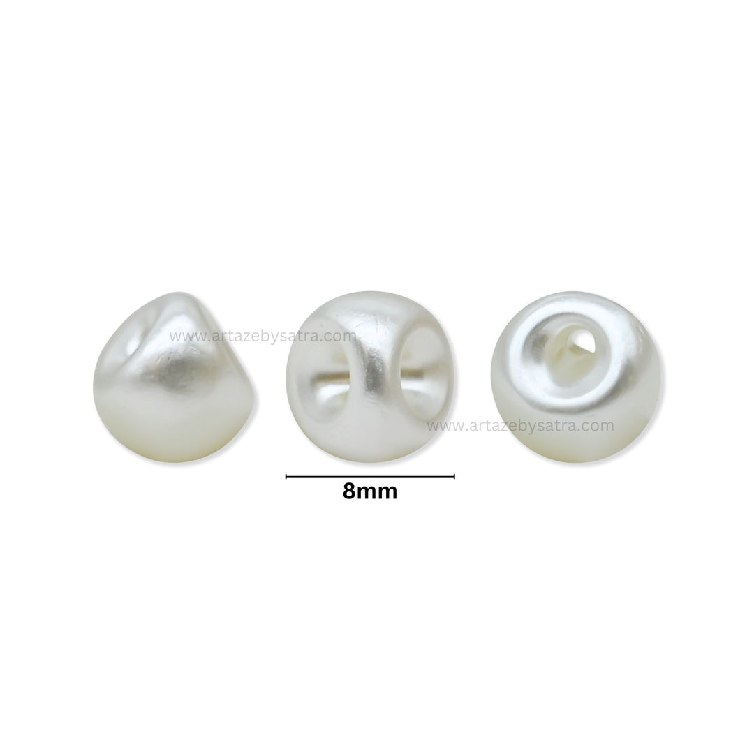 Irregular Round Faux Pearl Plastic Beads | Size : 8mm