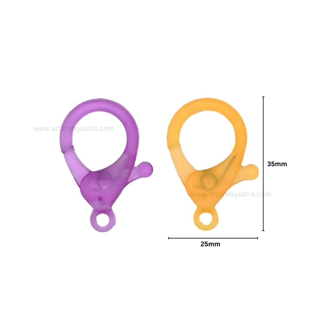 Transparent Plastic Lobster Claw Clasps | Size : 35mm | Qty : 20pcs | BF82