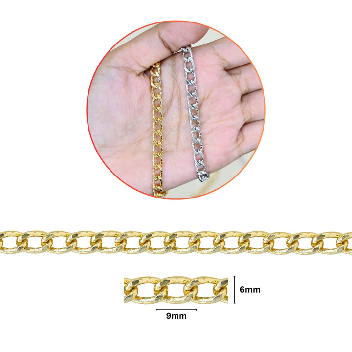Aluminium Chain | Size : W-6mm H-9mm | Qty : 1mtr | JT-14-43-8