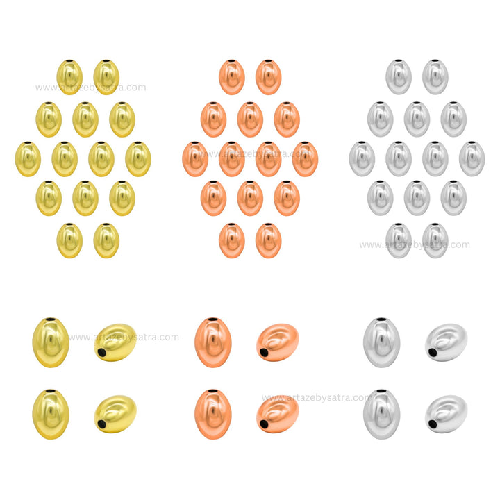 Oval Light Weight Brass Beads | High Quality Plated