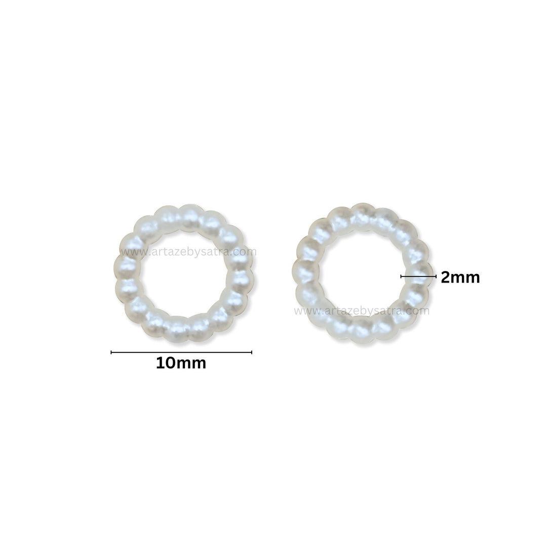 White Pearl Ring Plastic Beads | Size : 10mm