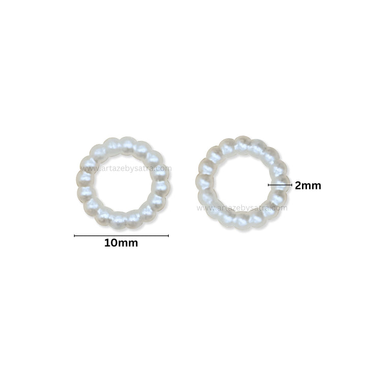 White Pearl Ring Plastic Beads | Size : 10mm