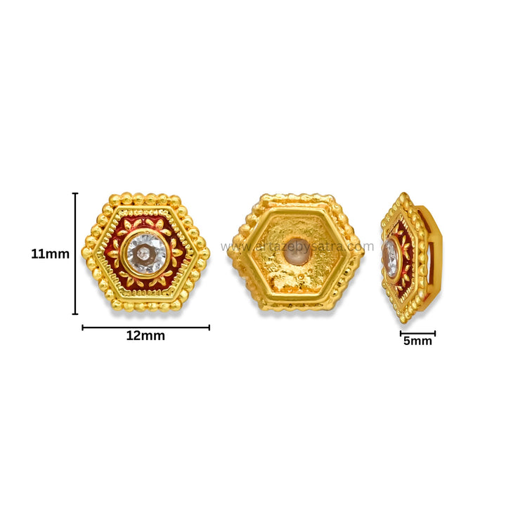 Hexagon Meenakari Kundan Beads | Size : 12mm | Qty : 12pcs | MK33