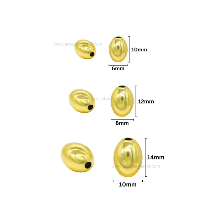 Oval Light Weight Brass Beads | High Quality Plated