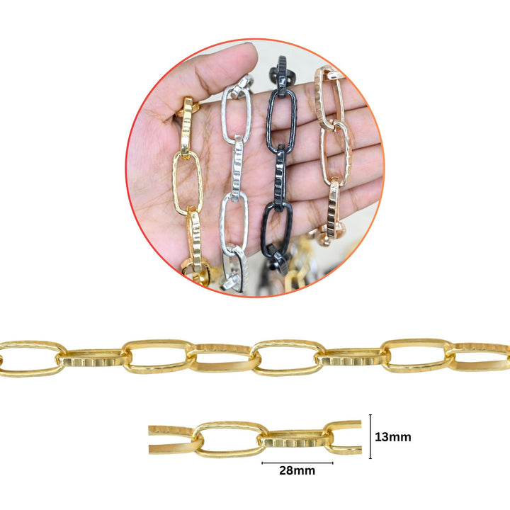 Aluminium Chain | Size : W-13mm H-28mm | Qty : 1mtr | JT-19-35-29