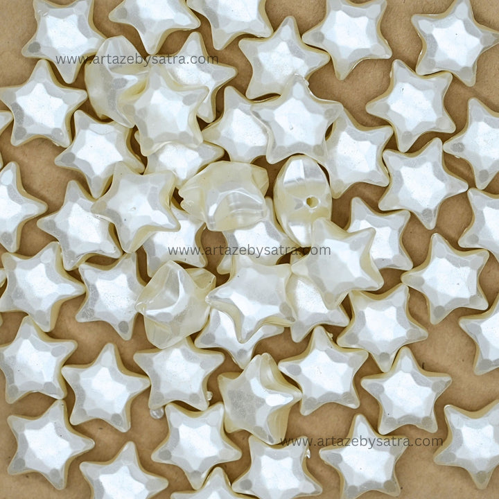 White Star Pearl Plastic Beads | Size : 19mm