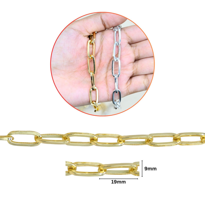 Aluminium Chain | Size : W-9mm H-19mm | Qty : 1mtr | JT-19-35-2