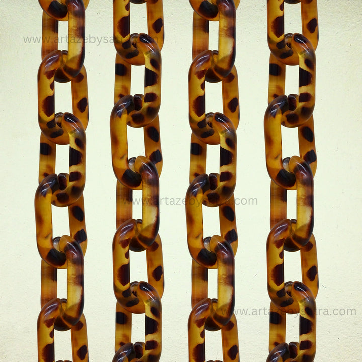 Tortoise Acrylic Printed Mask Chain | Size : H-23mm W-38mm | Qty : 1mtr | AC14