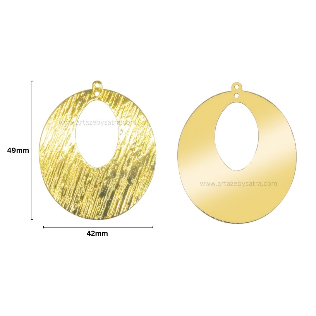 2 Loop Oval Shiny Finish Metal Art | Size : 49mm | Qty : 100g | MA376