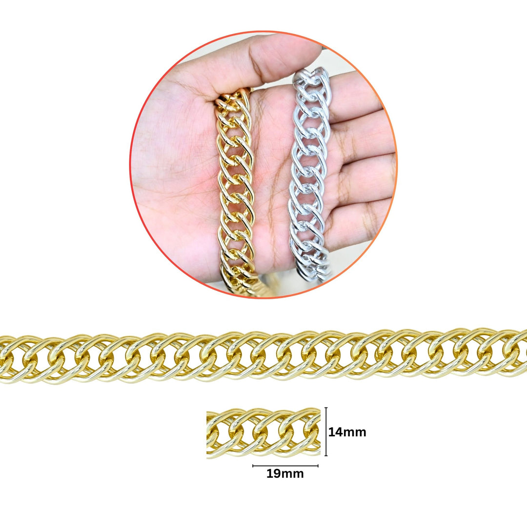 Aluminium Chain | Size : W-14mm H-19mm | Qty : 1mtr | JT-19-35-22