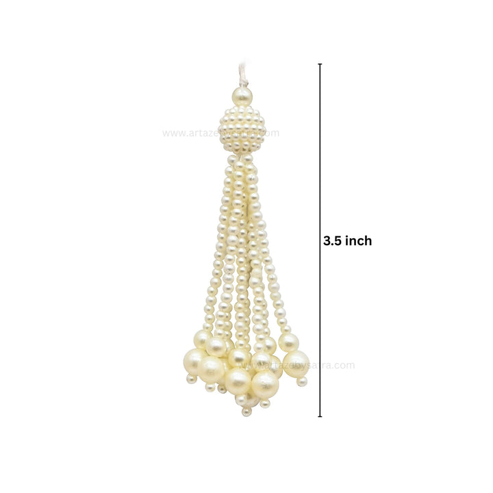 Cream Pearl Beaded Tassels | Size : 3.5inch | Qty : 5pcs | No.11