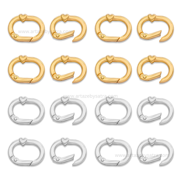 Oval with Heart Accent  Alloy Lock Clasps | Size : 28mm | Qty : 6pcs | BF275