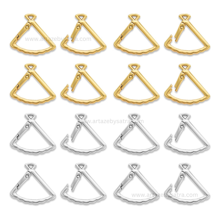 Triangle Fan Shape Alloy Lock Clasps | Size : 32mm | Qty : 6pcs | BF277