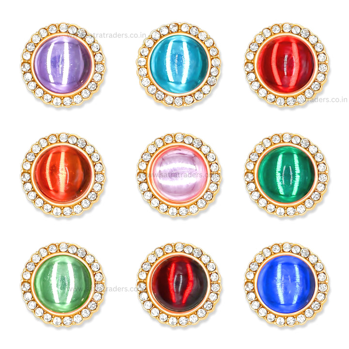 Diamond Round Meenakari Kundan Beads | Size : 19mm | Qty : 6pcs | MKB26