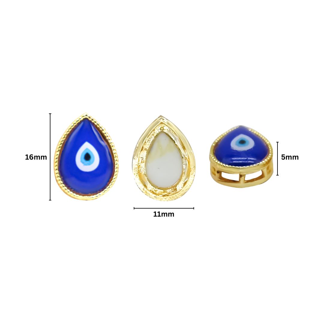 Drop Evil Eye Meenakari Kundan Beads | Size : 16mm | Qty : 12pcs | MKB68