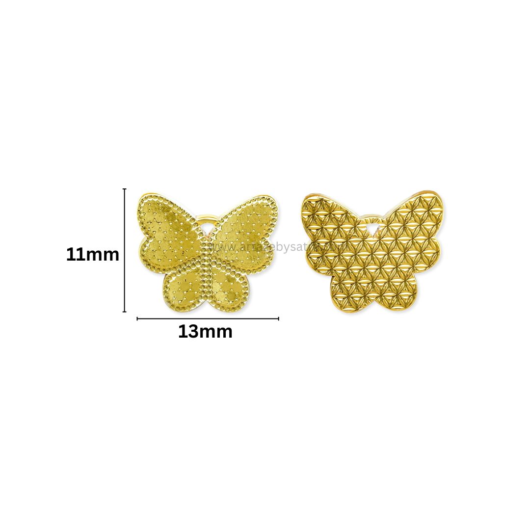 Butterfly Brass Charms | High Quality | Size : 11mm | Qty : 2pcs