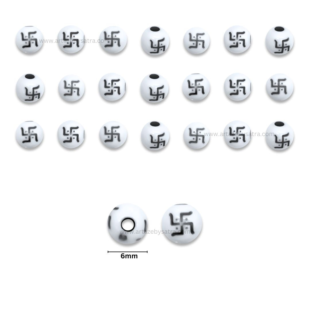 Swastik Plastic Beads | Size : 6mm | PB06