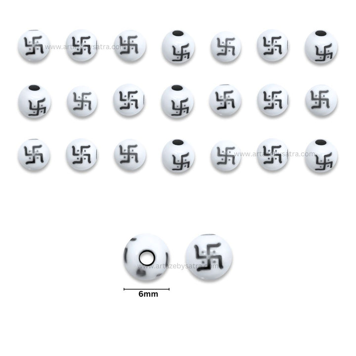 Swastik Plastic Beads | Size : 6mm | PB06