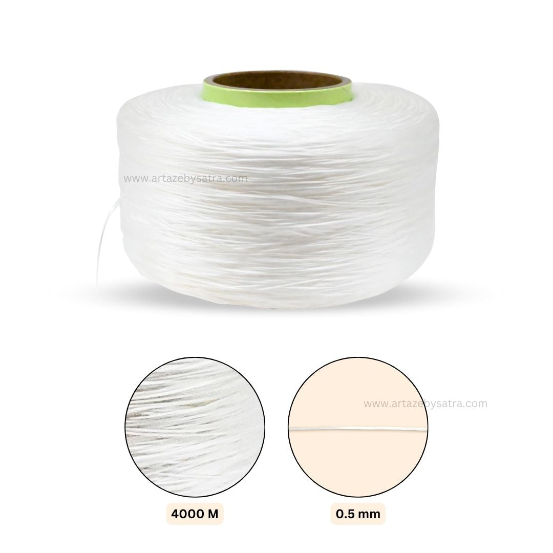 White Jewelry Elastic Thread  | Size : 0.5mm | Qty : 4000mtr Roll | WT20