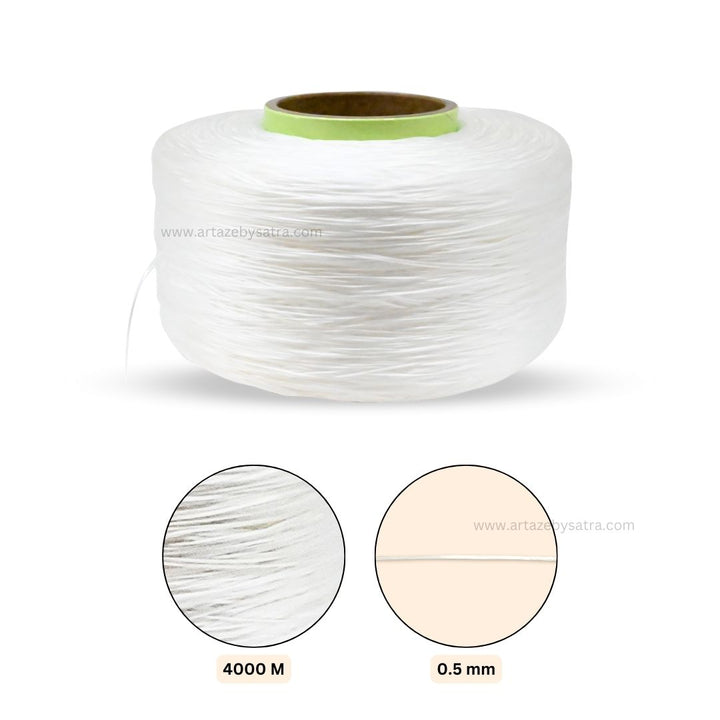 White Jewelry Elastic Thread  | Size : 0.5mm | Qty : 4000mtr Roll | WT20