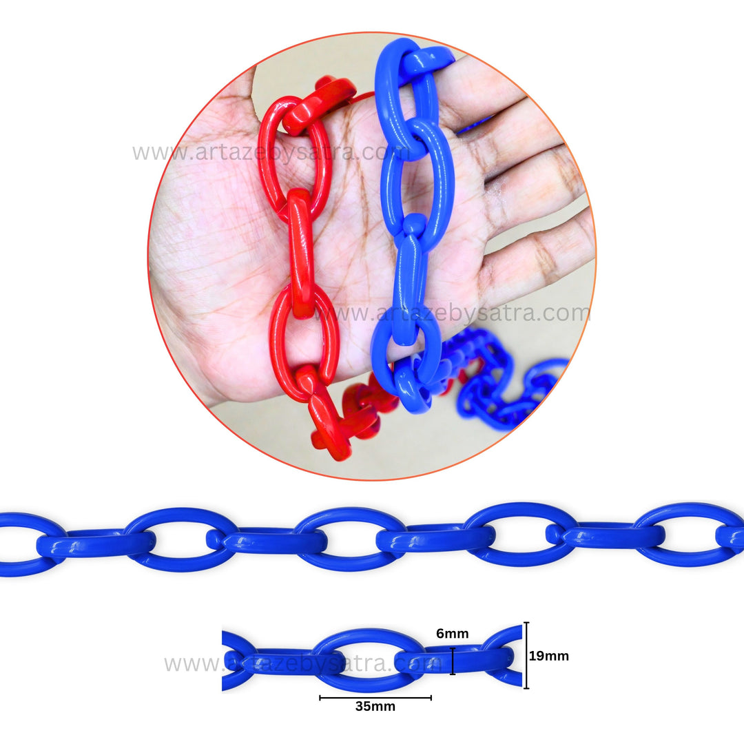 Acrylic Link Chain | Size : H-35mm W-19mm | 1mtr | AC27