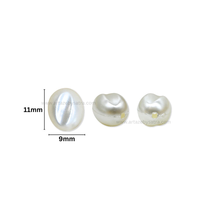 Smooth Striped Oval Plastic Pearl Beads | Size : 11mm