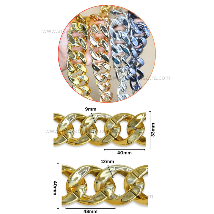 Metallic Acrylic Curb Chain | Qty : 1mtr | AC12